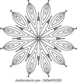 Circular flower mandala pattern for Henna, Mehndi, Decoration. Decorative ornament in ethnic oriental style. Outline doodle hand draw vector illustrat
