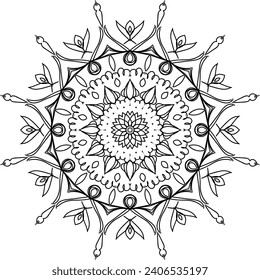 Patrón de flores circulares mandala para Henna, Mehndi, Decoración. La decoración es de estilo étnico oriental. Dibujo de la mano del doodle de contorno ilustrador del vector