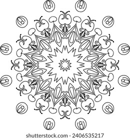 Zirkuläre Blume Mandala Muster für Henna, Mehndi, Dekoration. Dekorative Ornamente im orientalischen Stil. Umrissdoodhand ziehen Vektorgrafik