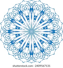 Circular flower mandala pattern for Henna, Mehndi, Decoration. Decorative ornament in ethnic oriental style. Outline doodle hand draw vector illustration.