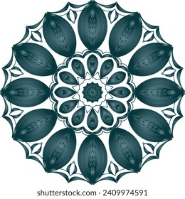 Circular flower mandala pattern for Henna, Mehndi, Decoration. Decorative ornament in ethnic oriental style. Outline doodle hand draw vector illustration.
