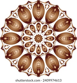 Circular flower mandala pattern for Henna, Mehndi, Decoration. Decorative ornament in ethnic oriental style. Outline doodle hand draw vector illustration.