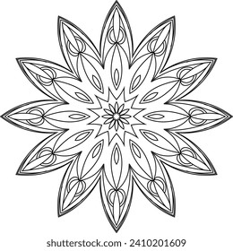 Circular flower mandala pattern for Henna, Mehndi, Decoration. Decorative ornament in ethnic oriental style. Outline doodle hand draw vector illustration.