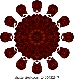 Circular flower mandala pattern for Henna, Mehndi, Decoration. Decorative ornament in ethnic oriental style. Outline doodle hand draw vector illustration.