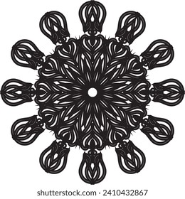 Zirkuläre Blume Mandala Muster für Henna, Mehndi, Dekoration. Dekorative Ornamente im orientalischen Stil. Umrissdoodle Hand ziehen Vektorgrafik.