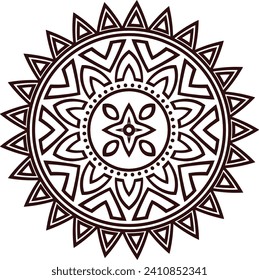 Circular flower mandala pattern for Henna, Mehndi, Decoration. Decorative ornament in ethnic oriental style. Outline doodle hand draw vector illustration.