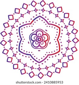 Circular flower mandala pattern for Henna, Mehndi, Decoration. Decorative ornament in ethnic oriental style. Outline doodle hand draw vector illustration.