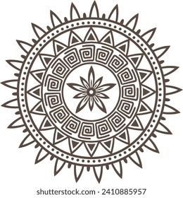 Circular flower mandala pattern for Henna, Mehndi, Decoration. Decorative ornament in ethnic oriental style. Outline doodle hand draw vector illustration.