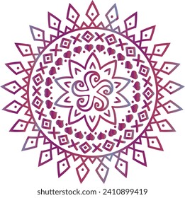 Circular flower mandala pattern for Henna, Mehndi, Decoration. Decorative ornament in ethnic oriental style. Outline doodle hand draw vector illustration.