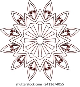 Circular flower mandala pattern for Henna, Mehndi, Decoration. Decorative ornament in ethnic oriental style. Outline doodle hand draw vector illustration.
