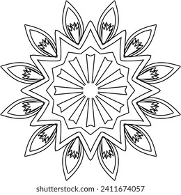 Circular flower mandala pattern for Henna, Mehndi, Decoration. Decorative ornament in ethnic oriental style. Outline doodle hand draw vector illustration.