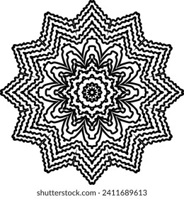 Circular flower mandala pattern for Henna, Mehndi, Decoration. Decorative ornament in ethnic oriental style. Outline doodle hand draw vector illustration.