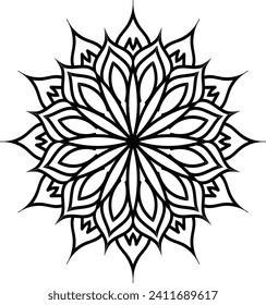 Circular flower mandala pattern for Henna, Mehndi, Decoration. Decorative ornament in ethnic oriental style. Outline doodle hand draw vector illustration.
