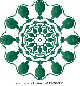Circular flower mandala pattern for Henna, Mehndi and Decoration. Decorative ornament in ethnic oriental style. Outline doodle hand draw vector illustration.