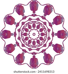 Circular flower mandala pattern for Henna, Mehndi and Decoration. Decorative ornament in ethnic oriental style. Outline doodle hand draw vector illustration.