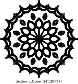Circular flower mandala pattern for Henna, Mehndi and Decoration. Decorative ornament in ethnic oriental style. Outline doodle hand draw vector illustration.