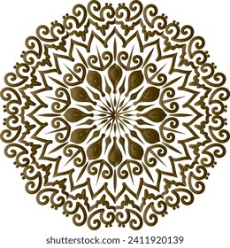 Circular flower mandala pattern for Henna, Mehndi and Decoration. Decorative ornament in ethnic oriental style. Outline doodle hand draw vector illustration.