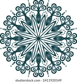 Circular flower mandala pattern for Henna, Mehndi and Decoration. Decorative ornament in ethnic oriental style. Outline doodle hand draw vector illustration.