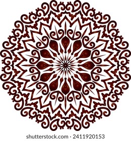 Circular flower mandala pattern for Henna, Mehndi and Decoration. Decorative ornament in ethnic oriental style. Outline doodle hand draw vector illustration.