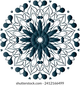 Circular flower mandala pattern for Henna, Mehndi and Decoration. Decorative ornament in ethnic oriental style. Outline doodle hand draw vector illustration.