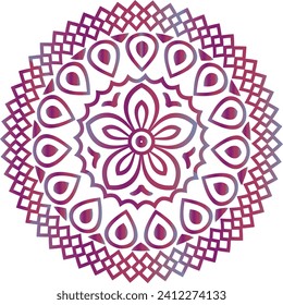 Circular flower mandala pattern for Henna, Mehndi, and Decoration. Decorative ornament in ethnic oriental style. Outline doodle hand draw vector illustration.