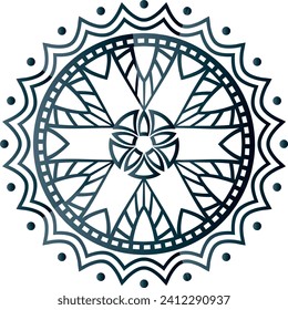 Circular flower mandala pattern for Henna, Mehndi, and Decoration. Decorative ornament in ethnic oriental style. Outline doodle hand draw vector illustration.