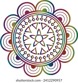 Circular flower mandala pattern for Henna, Mehndi, and Decoration. Decorative ornament in ethnic oriental style. Outline doodle hand draw vector illustration.