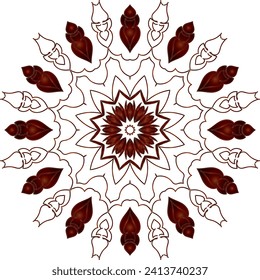 Circular flower mandala pattern for Henna, Mehndi, and Decoration. Decorative ornament in ethnic oriental style. Outline doodle hand draw vector illustration.