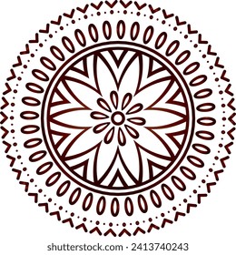 Circular flower mandala pattern for Henna, Mehndi, and Decoration. Decorative ornament in ethnic oriental style. Outline doodle hand draw vector illustration.