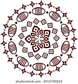 Circular flower mandala pattern for Henna, Mehndi, and Decoration. Decorative ornament in ethnic oriental style. Outline doodle hand draw vector illustration.