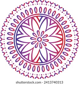 Patrón de flores circulares mandala para Henna, Mehndi y Decoración. La decoración es de estilo étnico oriental. Dibujar ilustración vectorial con la mano del garabato de contorno.