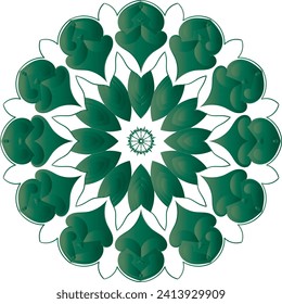  Circular flower mandala pattern for Henna, Mehndi, and Decoration. Decorative ornament in ethnic oriental style. Outline doodle hand draw vector illustration