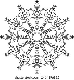 Circular flower mandala pattern for Henna, Mehndi, and Decoration. Decorative ornament in ethnic oriental style. Outline doodle hand draw vector illustration