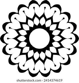 Circular flower mandala pattern for Henna, Mehndi, tattoo, decoration. Decorative ornament in ethnic oriental style. Outline doodle hand draw vector illustration.