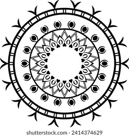 Circular flower mandala pattern for Henna, Mehndi, tattoo, decoration. Decorative ornament in ethnic oriental style. Outline doodle hand draw vector illustration.