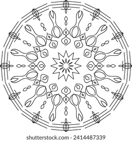 Circular flower mandala pattern for Henna, Mehndi, and Decoration. Decorative ornament in ethnic oriental style. Outline doodle hand draw vector illustration
