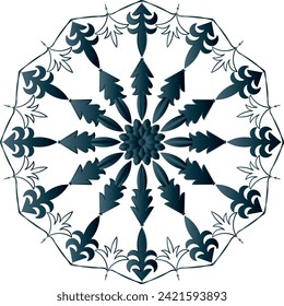 Circular flower mandala pattern for Henna, Mehndi and Decoration. Decorative ornament in ethnic oriental style. Outline doodle hand draw vector illustration.