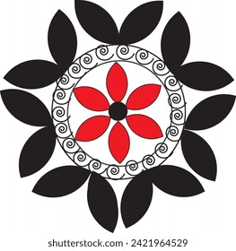 Patrón de flores circulares mandala para Henna, Mehndi, tatuaje, decoración. La decoración es de estilo étnico oriental. Dibujar ilustración vectorial con la mano del garabato de contorno.