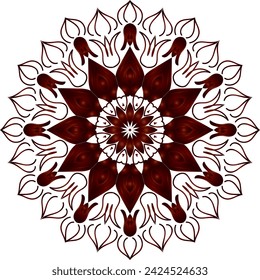 Circular flower mandala pattern for Henna, Mehndi, tattoo, decoration. Decorative ornament in ethnic oriental style. Outline doodle hand draw vector