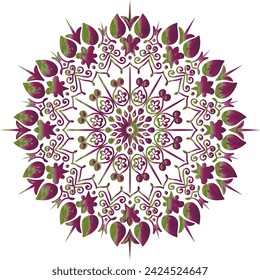 Circular flower mandala pattern for Henna, Mehndi, tattoo, decoration. Decorative ornament in ethnic oriental style. Outline doodle hand draw vector