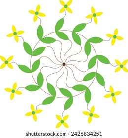 Circular flower mandala pattern for Henna, Mehndi, tattoo, decoration. Decorative ornament in ethnic oriental style. Outline doodle hand draw vector illustration.