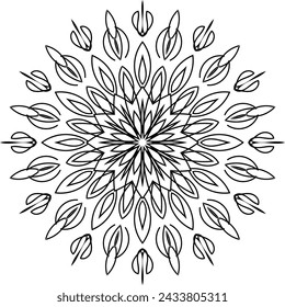 Circular flower mandala pattern for Henna, Mehndi, tattoo, decoration. Decorative ornament in ethnic oriental style. Outline doodle hand draw vector