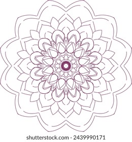 Patrón circular del mandala de la flor para Henna, Mehndi, tatuaje, decoración. Adorno decorativo en estilo étnico oriental. Dibujo de mano de garabato de contorno ilustración vectorial.