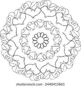Circular flower mandala pattern for Henna, Mehndi, tattoo, decoration. Decorative ornament in ethnic oriental style. Outline doodle hand draw vector illustration.