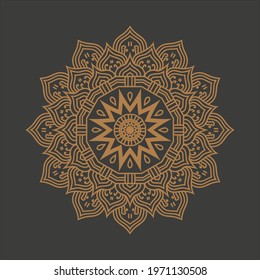 Circular flower mandala, Round mandala on black isolated background.Mandala with floral patterns.Henna, Mehndi, tattoo, decoration. Light and drnk mandala
