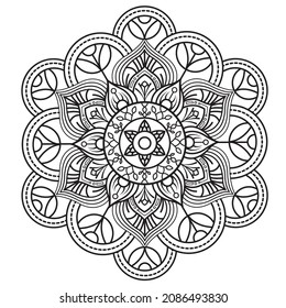 Circular Flower Mandala, Vector mandala Oriental pattern, Hand drawn decorative element.