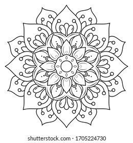 Circular Flower Mandala with vintage floral style, Vector mandala Oriental pattern, Hand drawn decorative element. Unique design with petal flower. Concept relax and meditation use for page logo book