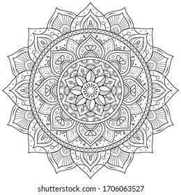 Circular Flower Mandala with vintage floral style, Vector mandala Oriental pattern, Hand drawn decorative element. Unique design with petal flower. Concept relax and meditation use for page logo book