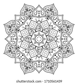 Circular Flower Mandala with vintage floral style, Vector mandala Oriental pattern, Hand drawn decorative element. 