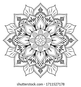 Circular Flower Mandala with vintage floral style, Vector mandala Oriental pattern, Hand drawn decorative element. Unique design with petal flower. Concept relax and meditation use for page logo book